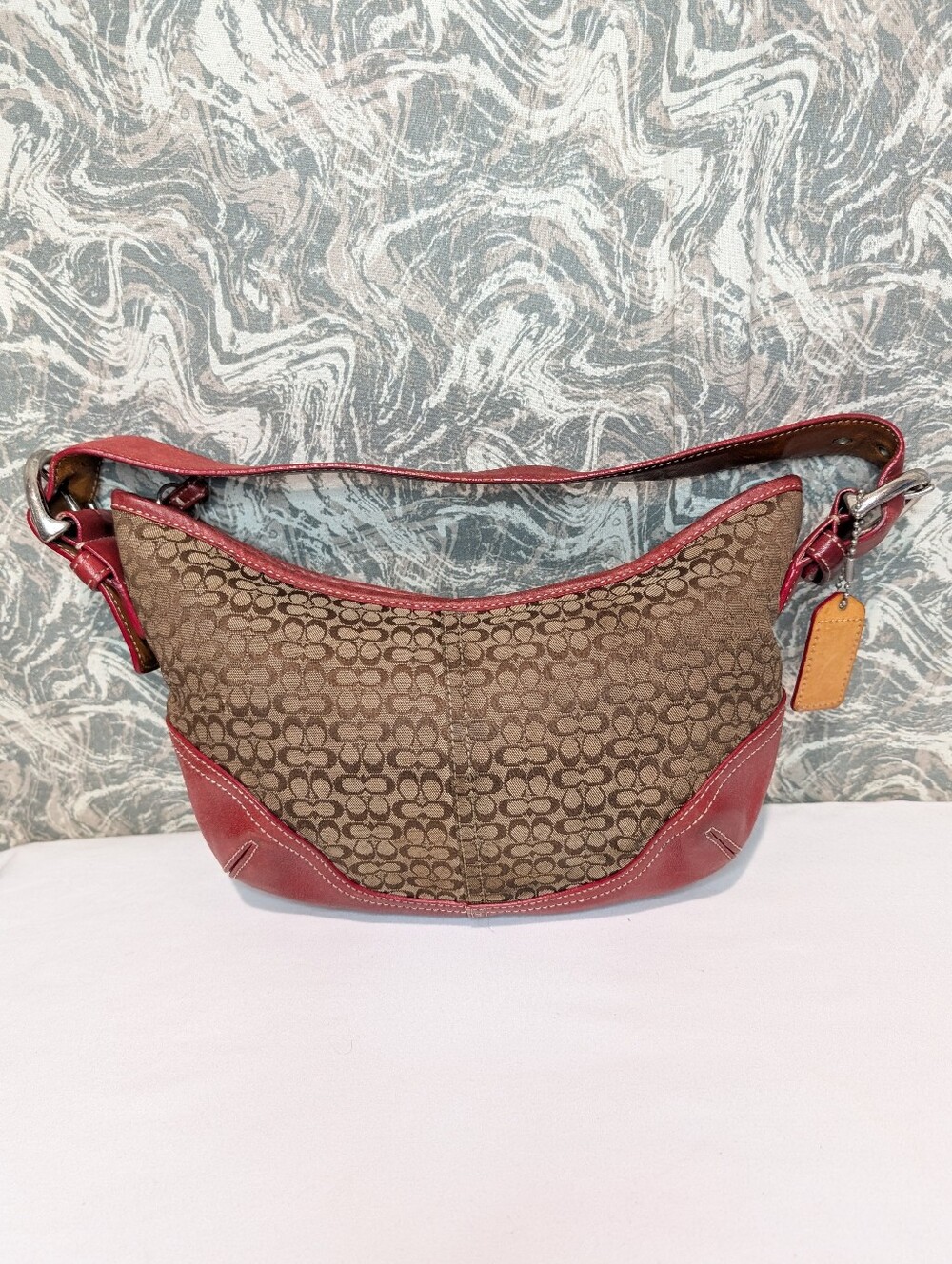 Coach Signature Mini Jacquard Leather Hobo Shoulder Bag - Picture 2 of 9